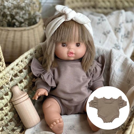 Puppenromper mit Rüschen earth