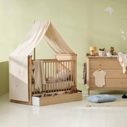 Camp Novel Stoffdach Betthimmel für Babybett mit Stickerei, ungefärbt - little something