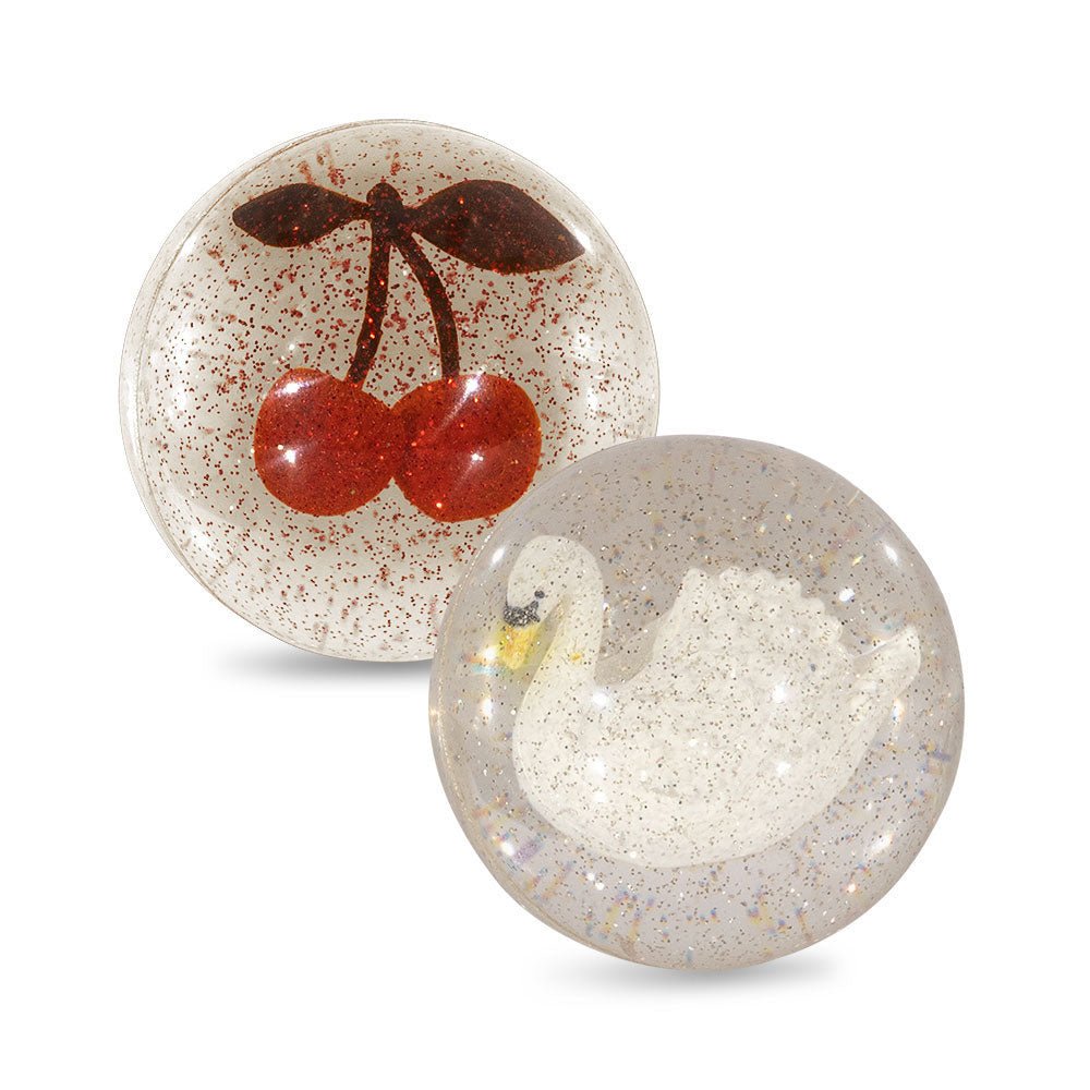 Flummi 2er Set "Bouncing Ball Set Cherry/Swan" - Kirsche/Schwan - little something