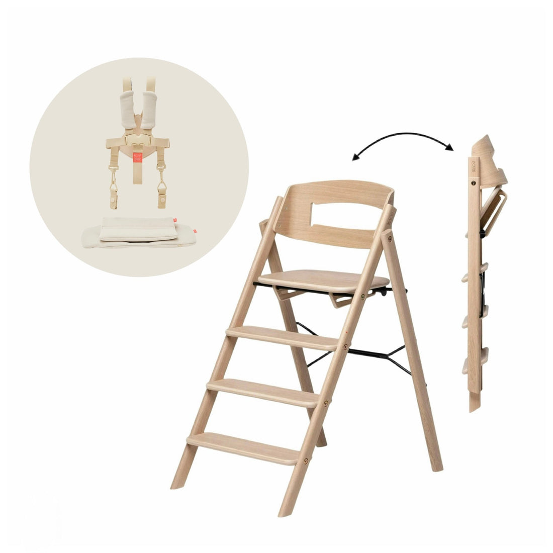 KLAPP Faltbarer Hochstuhl - Eiche natur - Baby Bundle II (inkl Kissen &amp; Gurte) - desert sand - little something