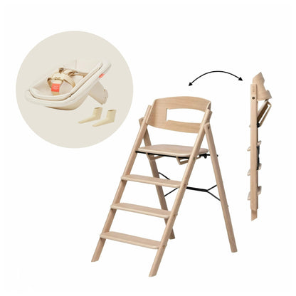 KLAPP Faltbarer Hochstuhl - Eiche natur - Newborn Bundle (inkl Neugeborenenaufsatz &amp; Füße) - desert sand - little something