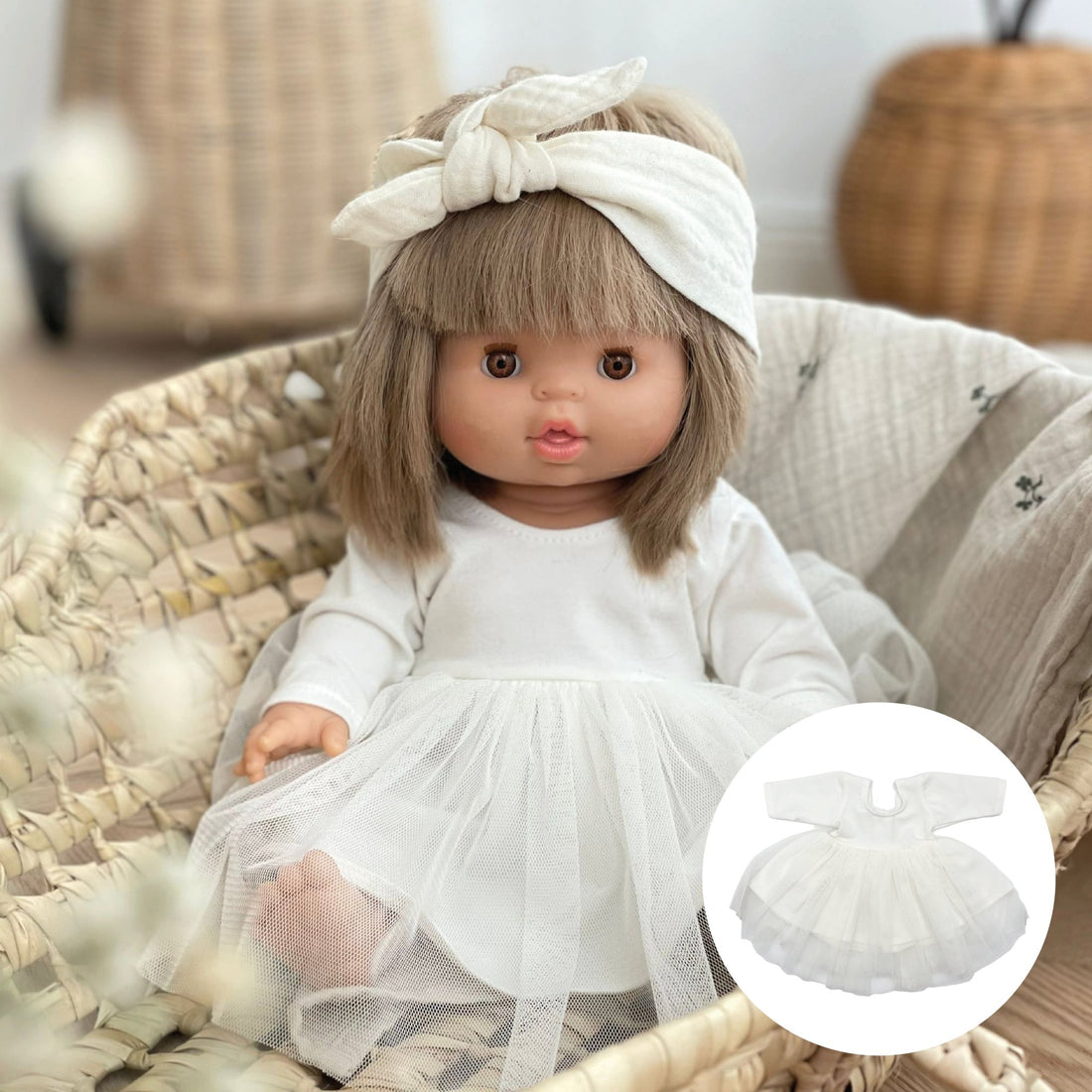 Puppenkleid Ballerina Tutu milky