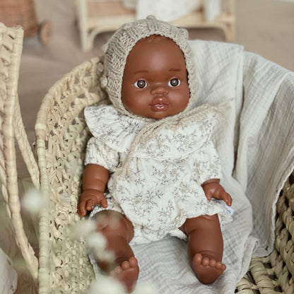 Puppenmütze für 34cm Puppen - Strick Bobble cappuccino - little something
