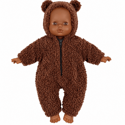 Teddy-Anzug für 28 cm Puppen dunkelbraun - little something